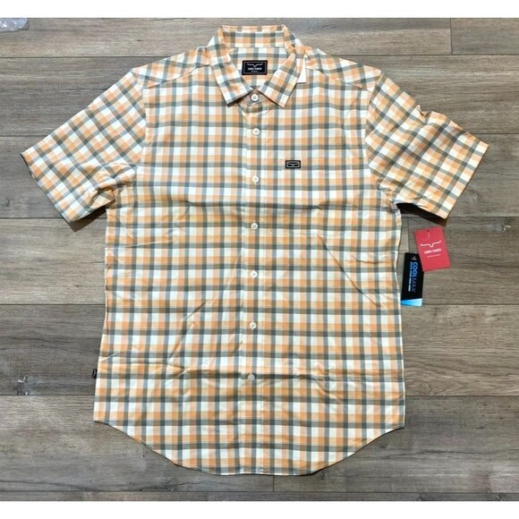 Kimes Ranch Go Round Plaid Mens M Short Sleeve Cool Max Plaid Button Up Shirt - Picture 2 of 9